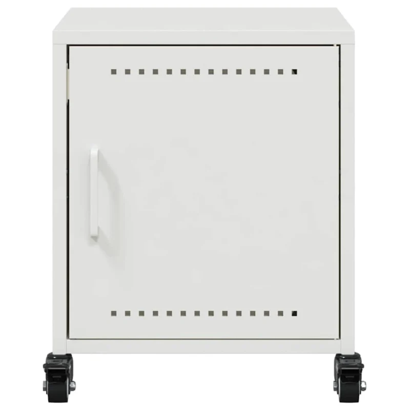 Table de chevet avec compartiment avec porte 36 x 39 x 43,5 cm acier blanc DEC033304