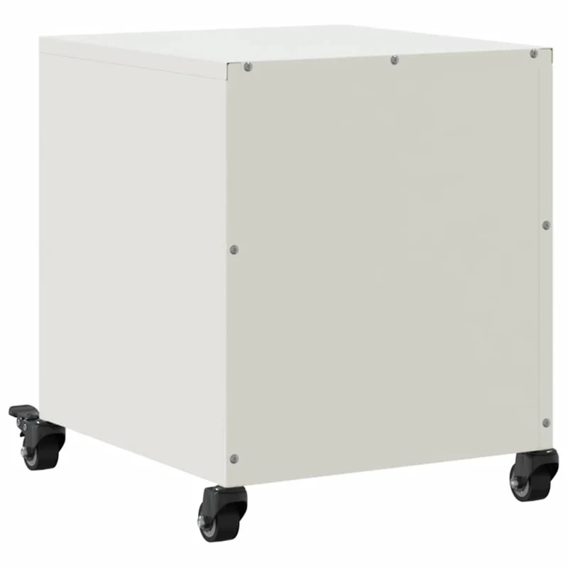 Table de chevet avec compartiment avec porte 36 x 39 x 43,5 cm acier blanc DEC033304