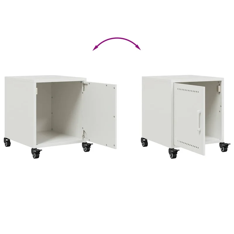 Table de chevet avec compartiment avec porte 36 x 39 x 43,5 cm acier blanc DEC033304