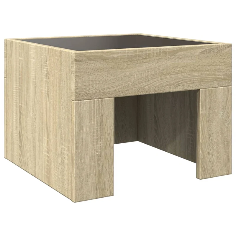 Table de chevet avec miroir à LED 40 x 40 x 30 cm bois d'ingénierie et verre DEC033144