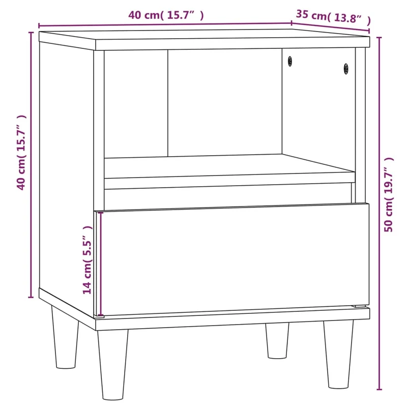 Table de chevet avec compartiment et tiroir 40 x 35 x 50 cm bois d'ingénierie gris DEC034619