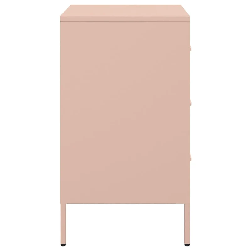 Table de chevet avec 3 tiroirs 36 x 39 x 68 cm acier rose DEC034567