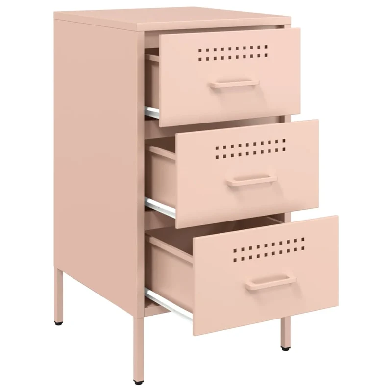 Table de chevet avec 3 tiroirs 36 x 39 x 68 cm acier rose DEC034567
