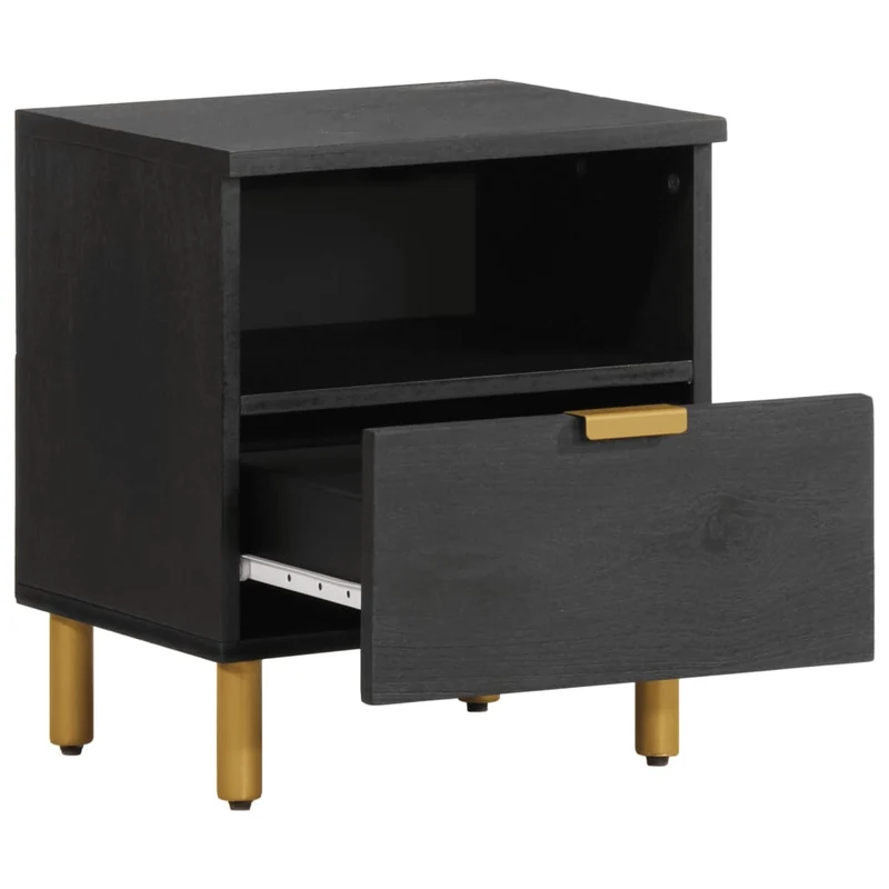 Table de chevet avec porte et compartiment ouvert 40 x 33 x 46 cm bois d'ingénierie noir DEC034409