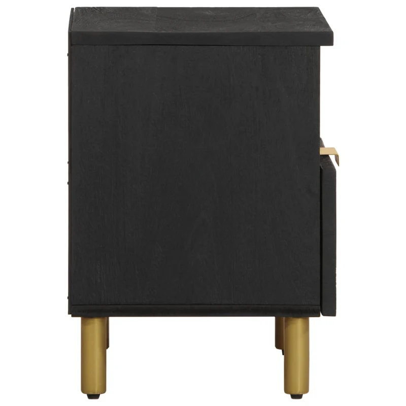 Table de chevet avec porte et compartiment ouvert 40 x 33 x 46 cm bois d'ingénierie noir DEC034409