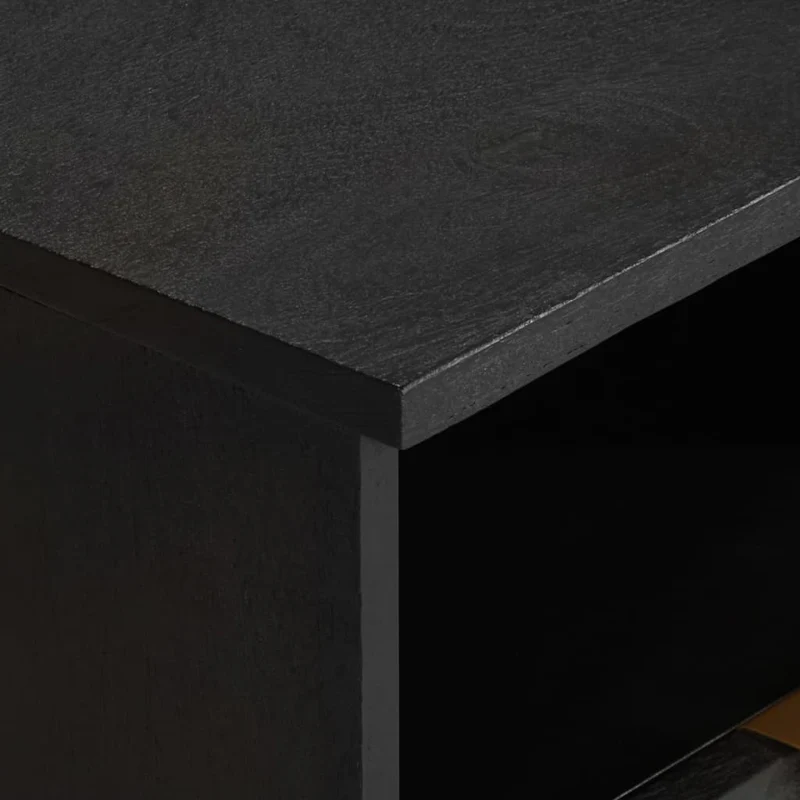 Table de chevet avec porte et compartiment ouvert 40 x 33 x 46 cm bois d'ingénierie noir DEC034409