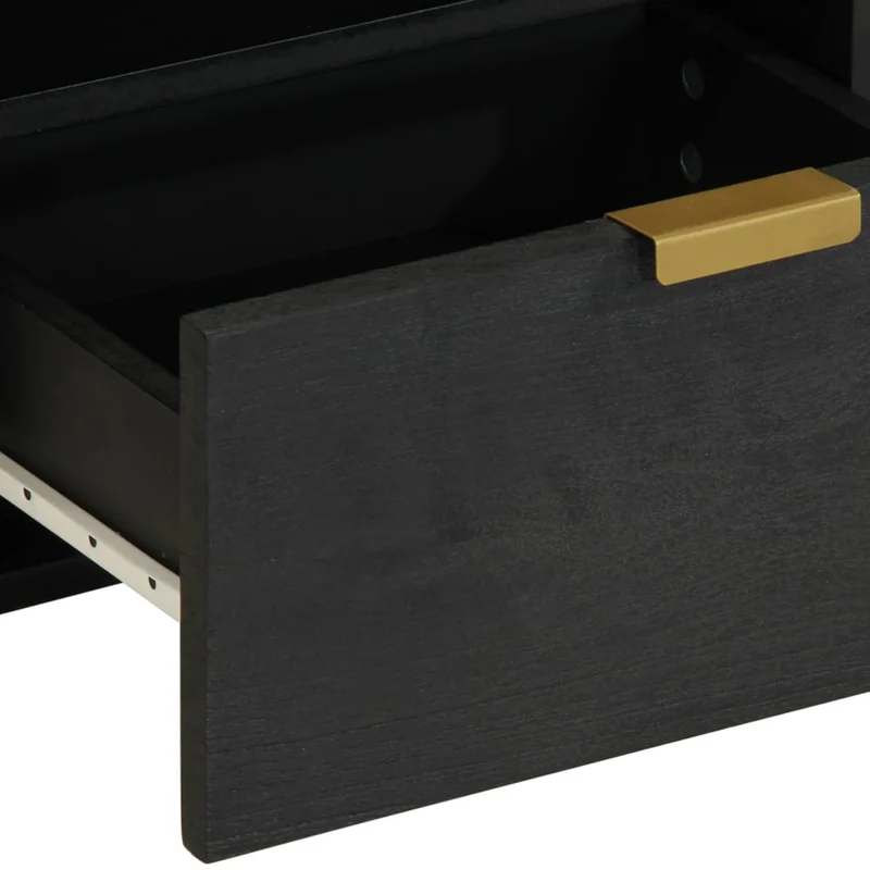 Table de chevet avec porte et compartiment ouvert 40 x 33 x 46 cm bois d'ingénierie noir DEC034409