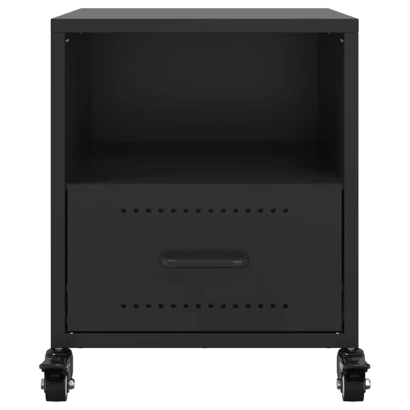 Table de chevet avec compartiment ouvert et tiroir 36 x 39 x 43,5 cm acier noir DEC034366