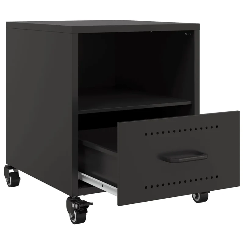 Table de chevet avec compartiment ouvert et tiroir 36 x 39 x 43,5 cm acier noir DEC034366