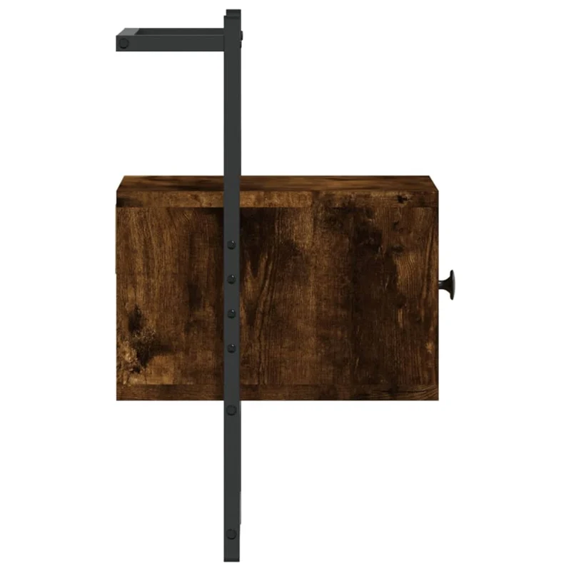 Lot de 2 tables de chevet murale avec tiroir 35 x 30 x 51 cm bois d'ingénierie marron et métal DEC034152