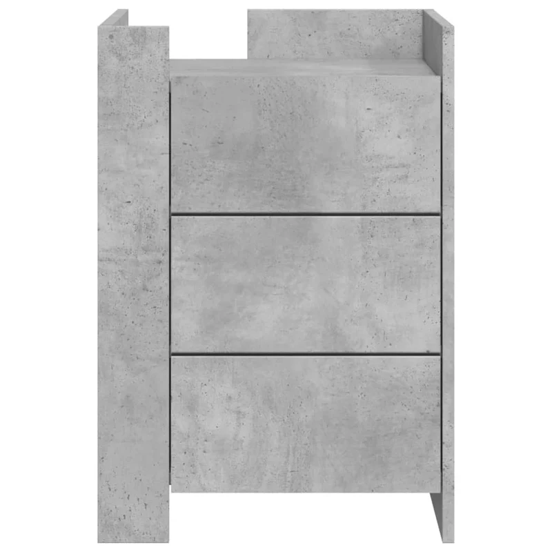 Table de chevet avec 3 étagères 45 x 50 x 65 cm bois d'ingénierie gris DEC034047
