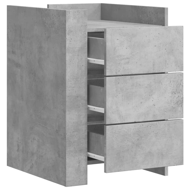 Table de chevet avec 3 étagères 45 x 50 x 65 cm bois d'ingénierie gris DEC034047