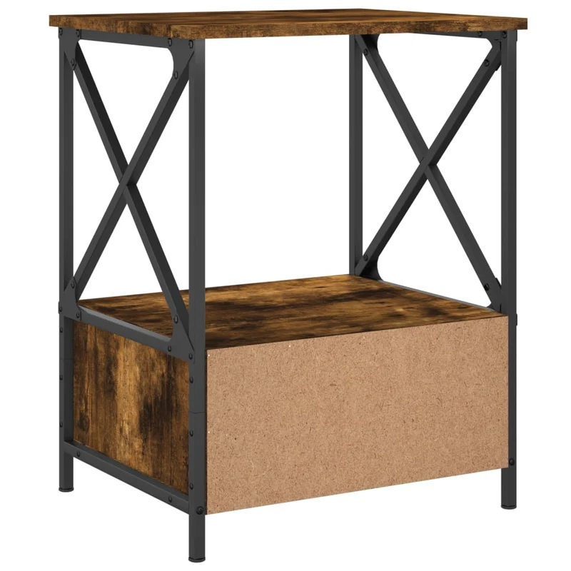 Table de chevet avec tiroir et étagère 50 x 41 x 65 cm bois d'ingénierie marron et fer DEC033666