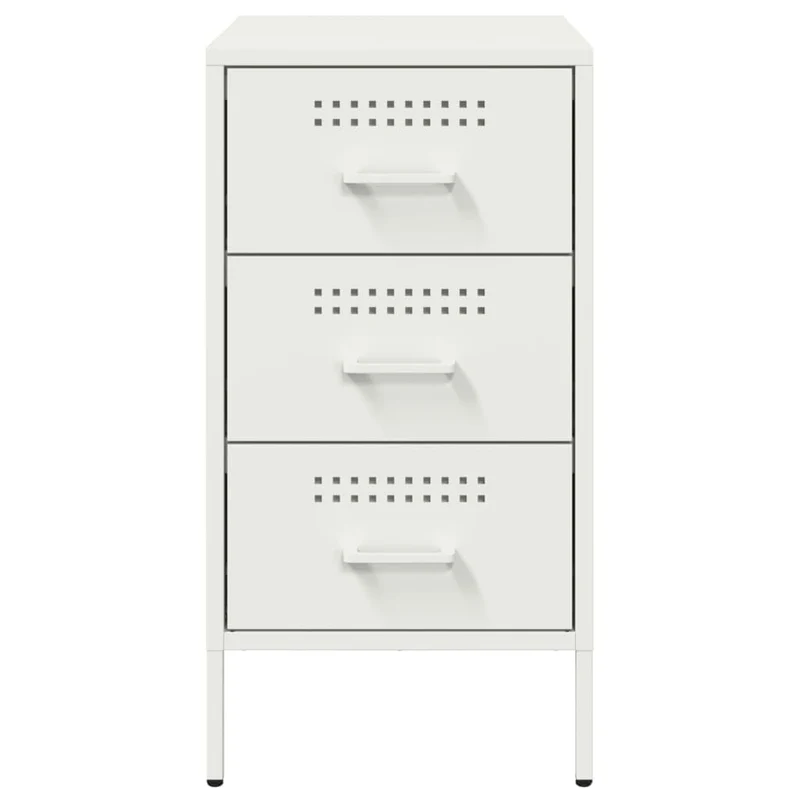 Table de chevet avec 3 tiroirs 36 x 39 x 68 cm acier blanc DEC033314