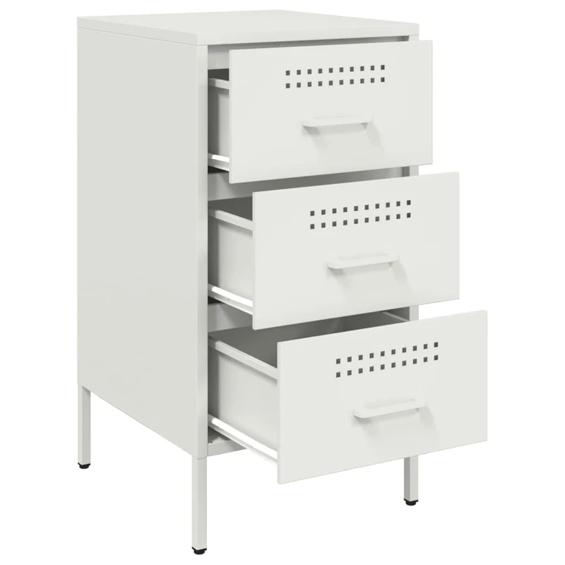 Table de chevet avec 3 tiroirs 36 x 39 x 68 cm acier blanc DEC033314