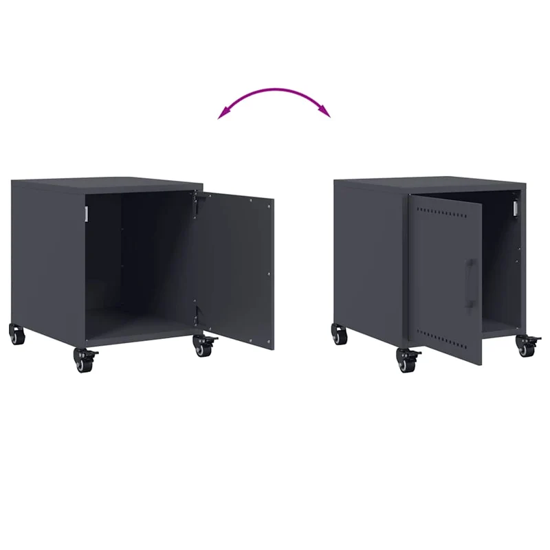 Table de chevet sur roulettes avec compartiment avec porte 36 x 39 x 43,5 cm acier anthracite DEC033094