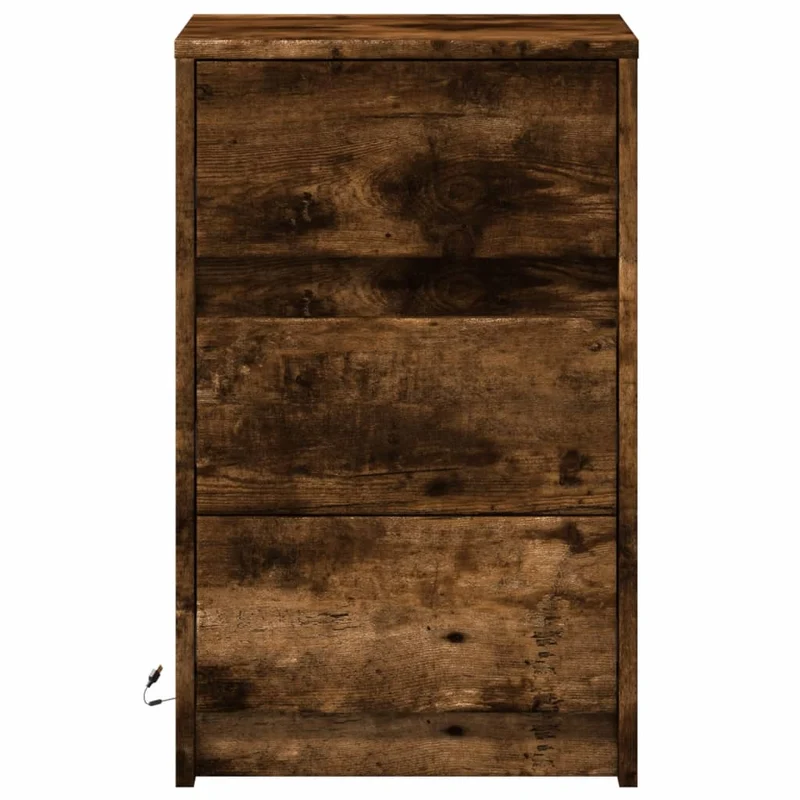 Table de chevet et lumières LED avec tiroirs 38 x 34 x 61 cm en bois d'ingénierie marron DEC032791