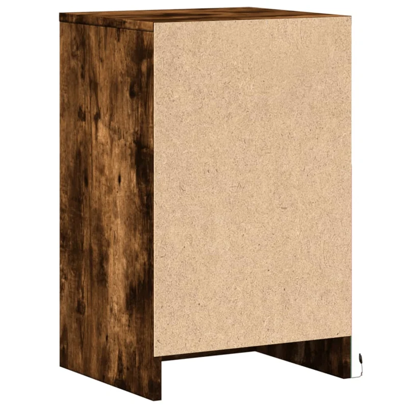Table de chevet et lumières LED avec tiroirs 38 x 34 x 61 cm en bois d'ingénierie marron DEC032791