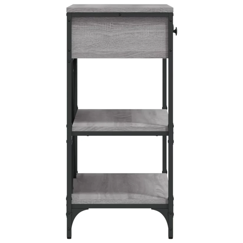 Table console avec tiroirs et étagères 75 x 34,5 x 75 cm bois d'ingénierie gris et métal DEC032244