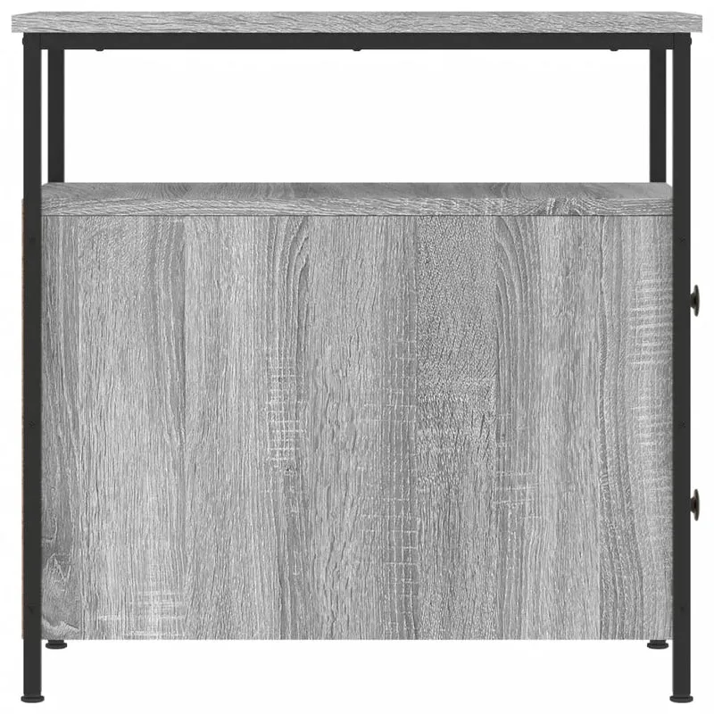 Table de chevet avec deux tiroirs et compartiment ouvert 30 x 60 x 60 cm bois d'ingénierie gris DEC034583