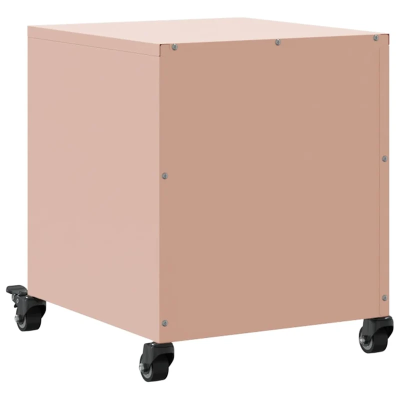 Table de chevet avec compartiment avec porte 36 x 38,5 x 43,5 cm acier rose DEC034555
