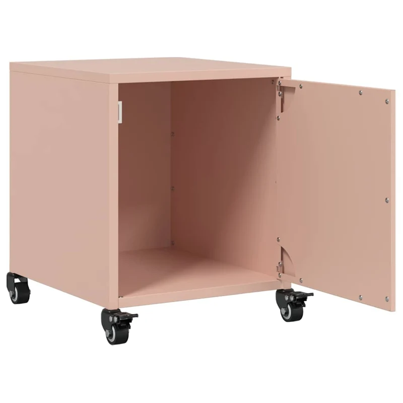 Table de chevet avec compartiment avec porte 36 x 38,5 x 43,5 cm acier rose DEC034555