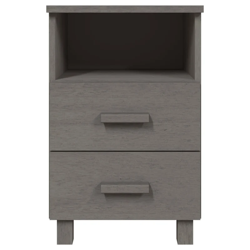 Table de chevet avec tiroirs et compartiment ouvert 40 x 35 x 62 cm bois de pin gris DEC034074