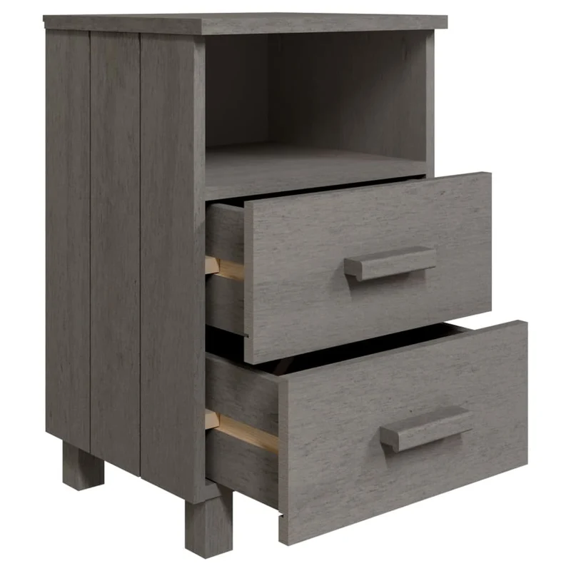 Table de chevet avec tiroirs et compartiment ouvert 40 x 35 x 62 cm bois de pin gris DEC034074