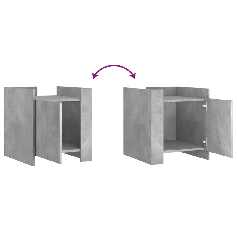 Table de chevet avec compartiment avec porte 45 x 50 x 50 cm bois d’ingénierie gris DEC034046
