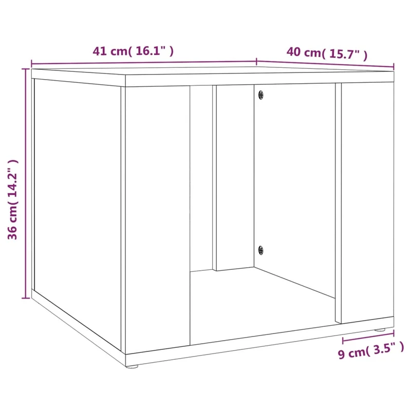 Table de chevet avec compartiment ouvert 41 x 40 x 36 cm bois d'ingénierie gris DEC034038