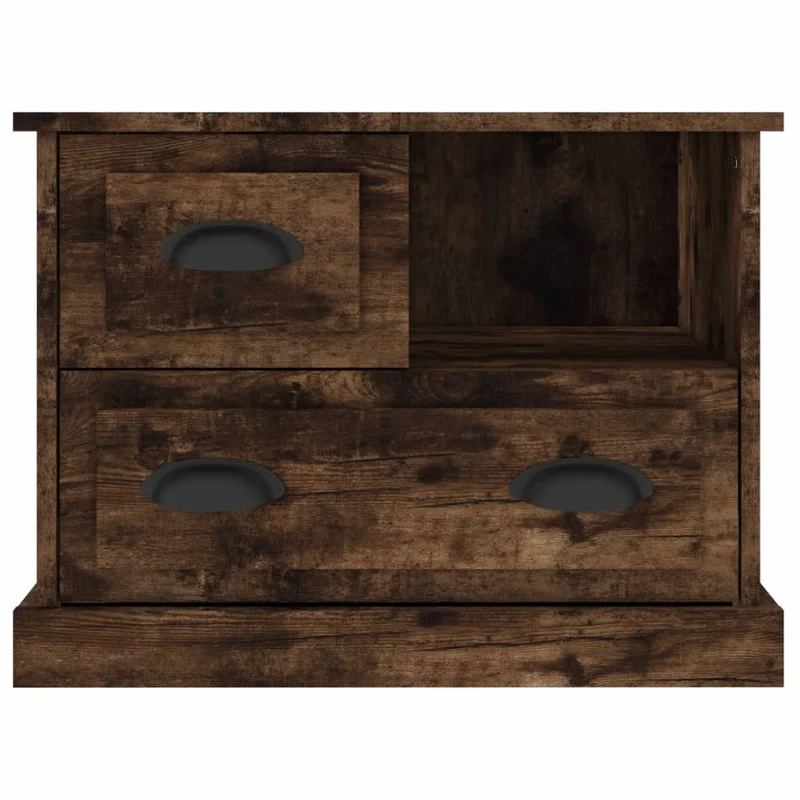 Table de chevet avec compartiment et 2 tiroirs 60 x 39 x 45 cm bois d'ingénierie marron DEC033671