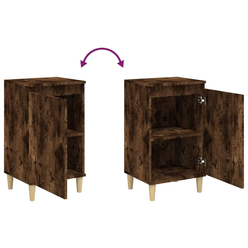 Table de chevet avec compartiment étagères avec porte 40 x 35 x 70 cm bois d'ingénierie marron DEC033605