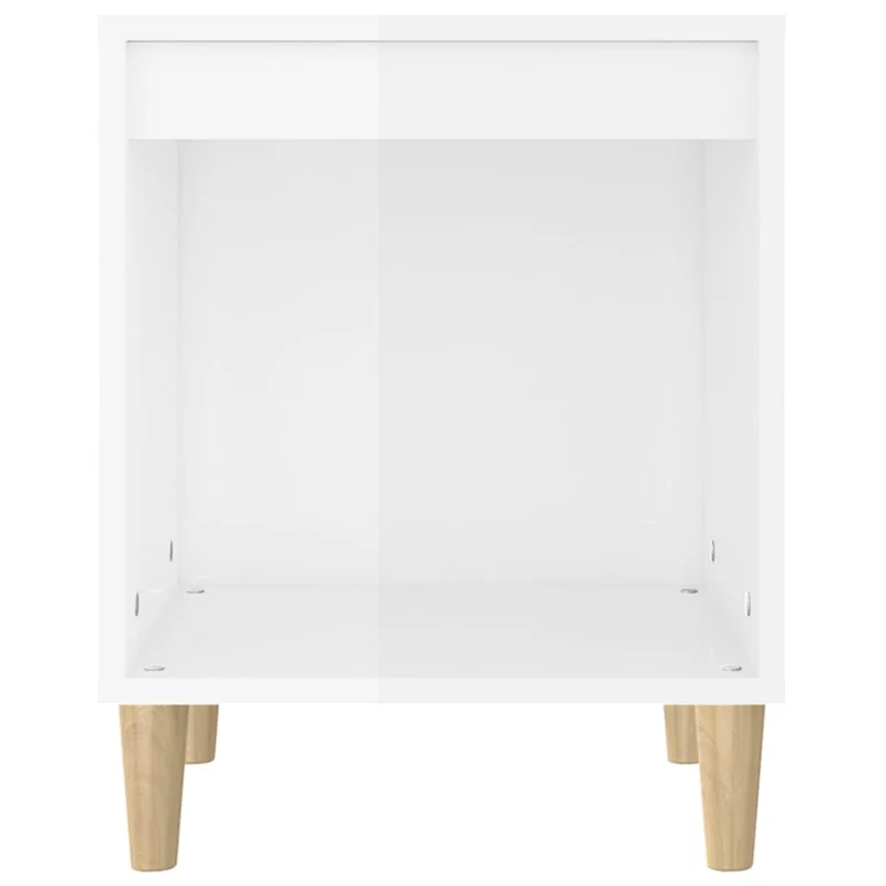 Table de chevet avec compartiment ouvert 40 x 35 x 50 cm bois d’ingénierie blanc brilliant DEC033471