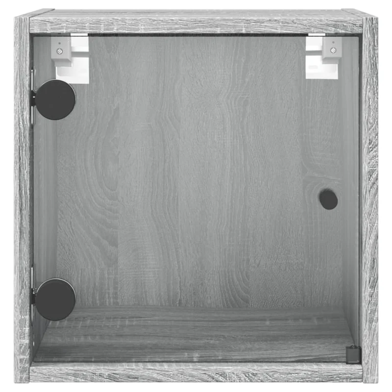 Table de chevet avec porte vitrée 35 x 37 x 35 cm bois d'ingénierie gris DEC033281
