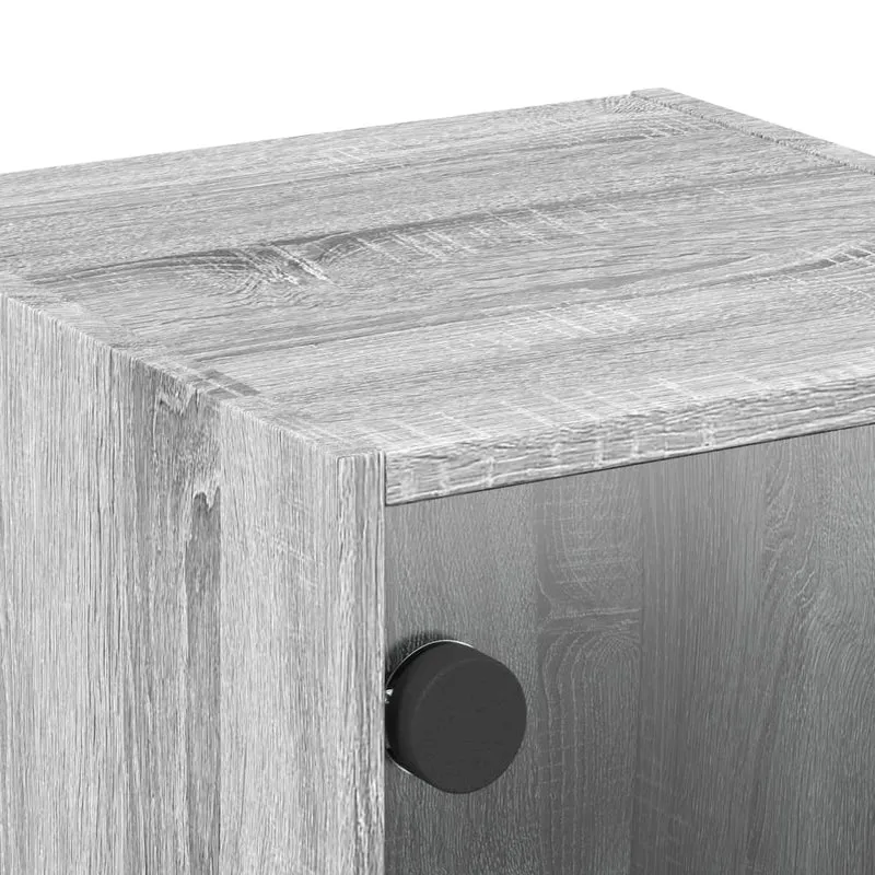 Table de chevet avec porte vitrée 35 x 37 x 35 cm bois d'ingénierie gris DEC033281