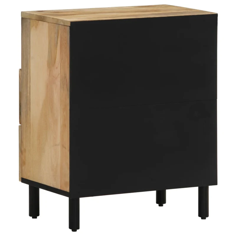 Table de chevet avec 2 tiroirs et 1 compartiment 50 x 33 x 60 cm bois de manguier et fer DEC033042