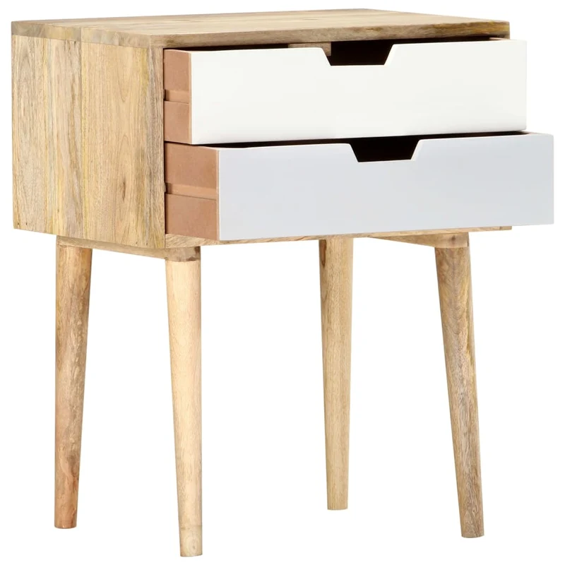Table de chevet avec deux tiroirs 47 x 35 x 59 cm bois de manguier massif multicolore DEC033025