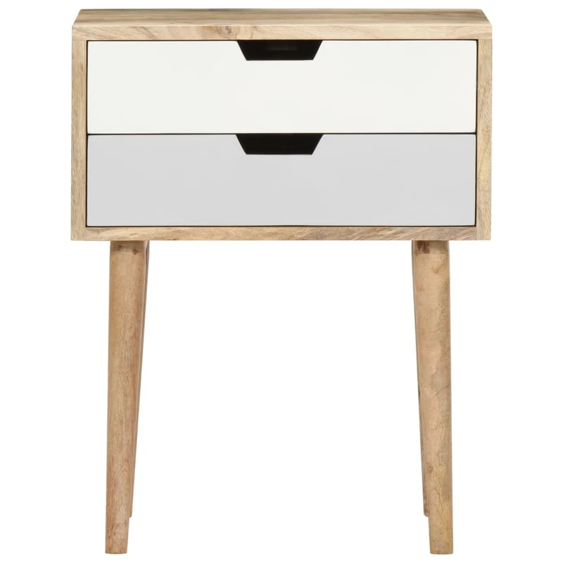 Table de chevet avec deux tiroirs 47 x 35 x 59 cm bois de manguier massif multicolore DEC033025