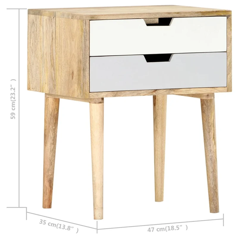 Table de chevet avec deux tiroirs 47 x 35 x 59 cm bois de manguier massif multicolore DEC033025