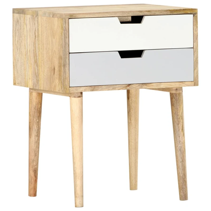 Table de chevet avec deux tiroirs 47 x 35 x 59 cm bois de manguier massif multicolore DEC033025