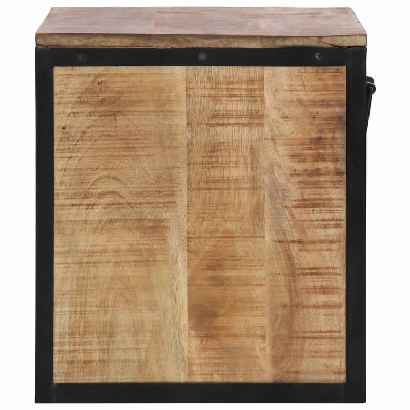 Table de chevet avec tiroir et compartiment ouvert 40 x 35 x 40 cm bois de manguier et fer DEC032997