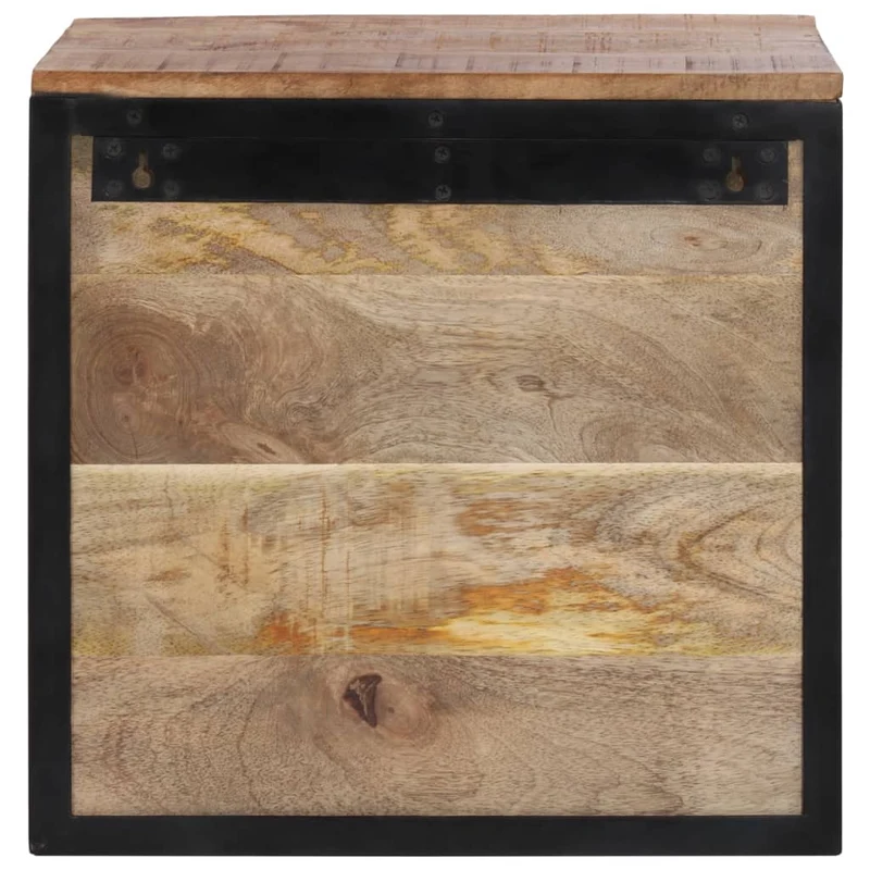 Table de chevet avec tiroir et compartiment ouvert 40 x 35 x 40 cm bois de manguier et fer DEC032997
