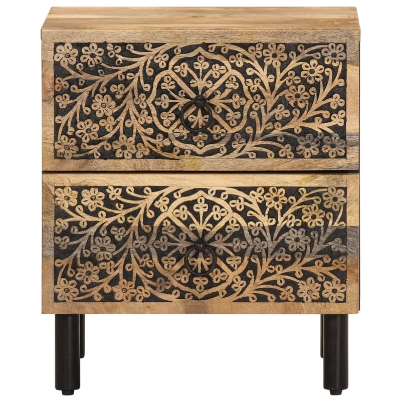 Table de chevet avec deux tiroirs 40 x 33 x 46 cm bois de manguier et fer DEC032975