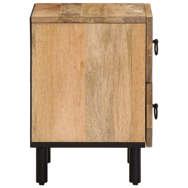 Table de chevet avec deux tiroirs 40 x 33 x 46 cm bois de manguier et fer DEC032975