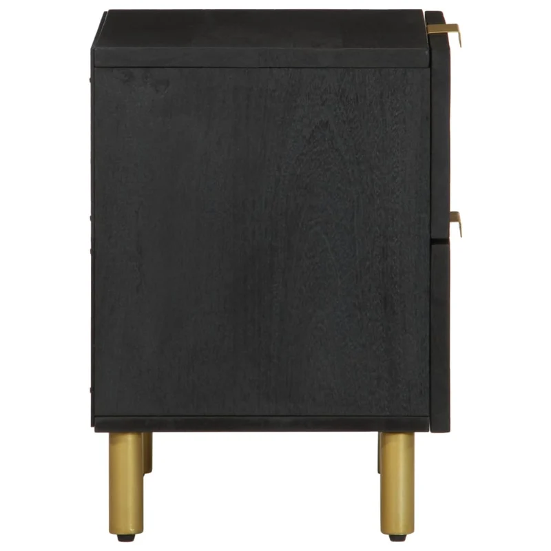 Table de chevet avec 2 tiroirs 40 x 33 x 46 cm bois de manguier noir DEC034414