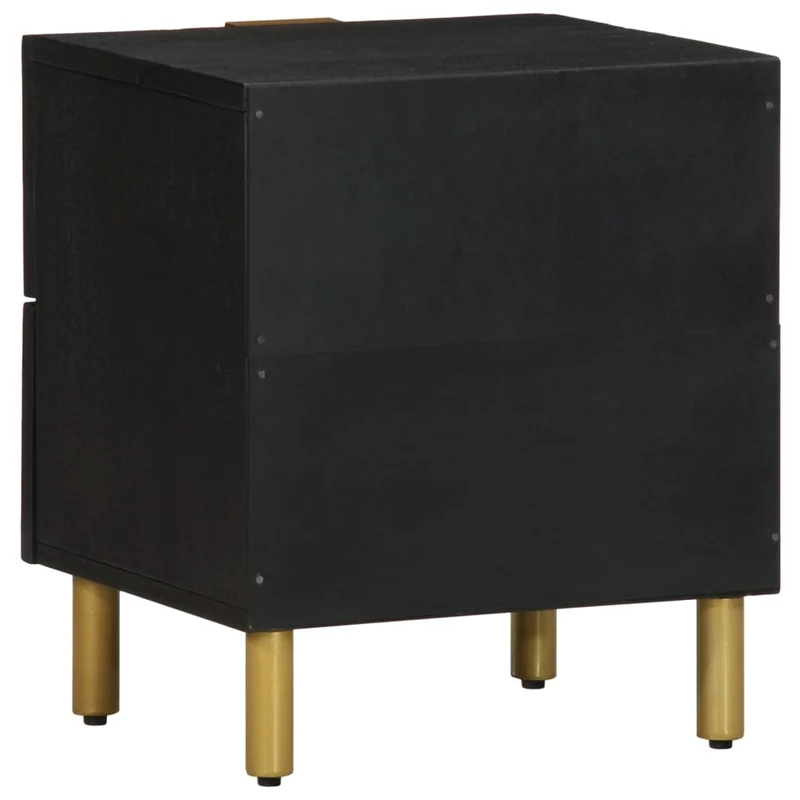 Table de chevet avec 2 tiroirs 40 x 33 x 46 cm bois de manguier noir DEC034414