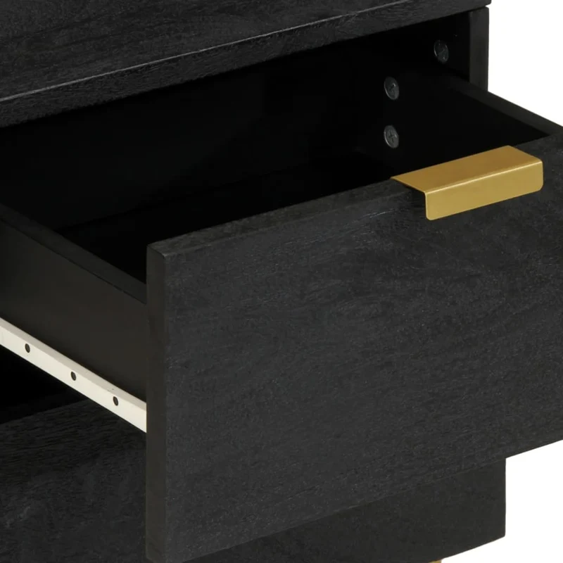 Table de chevet avec 2 tiroirs 40 x 33 x 46 cm bois de manguier noir DEC034414