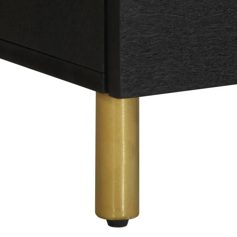 Table de chevet avec 2 tiroirs 40 x 33 x 46 cm bois de manguier noir DEC034414