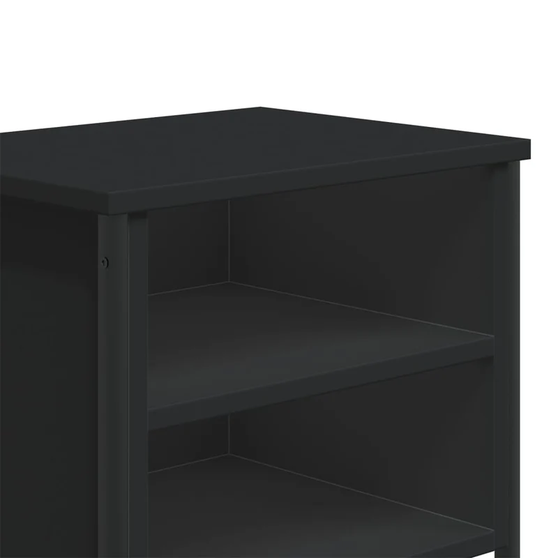 Table de chevet avec compartiments ouverts 40 x 30 x 40 cm bois d'ingénierie noir et métal DEC034385