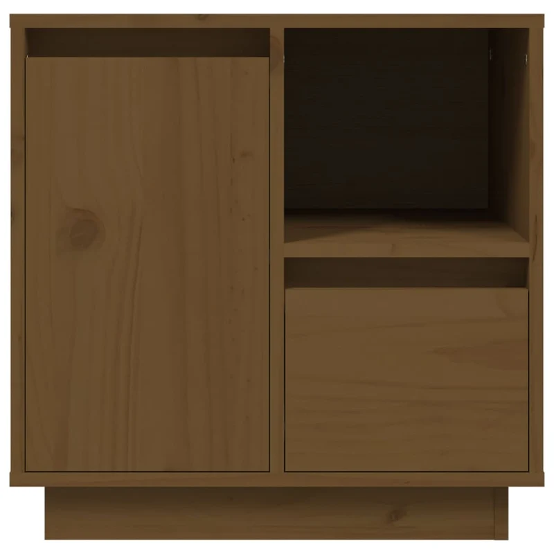 Table de chevet avec tiroir compartiment avec porte et ouvert 50 x 34 x 50 cm bois de pin marron miel DEC034140